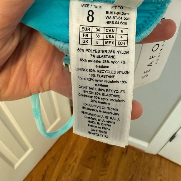 Seafolly Australia Marloe Banded Bralette Bikini Top - Atoll Blue size US 4 NWT - Picture 10 of 10